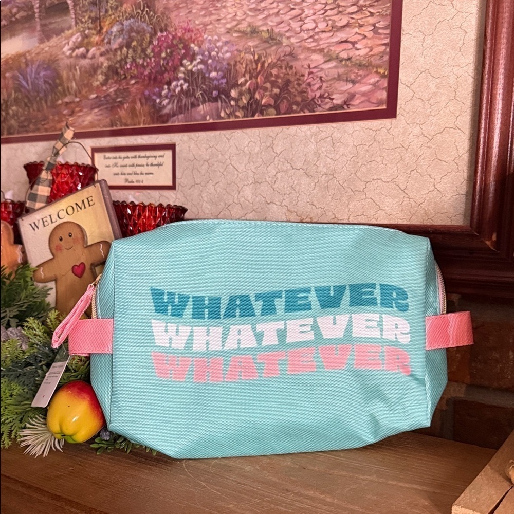 Aqua and Pink Women's Cosmetic Bag NWT